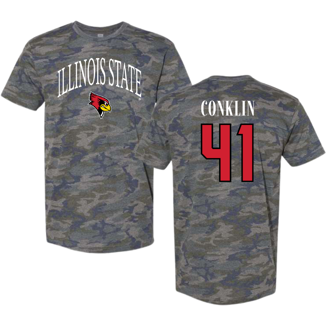 Illinois State University Baseball Vintage Camo Tee - #41 MacCallan Conklin