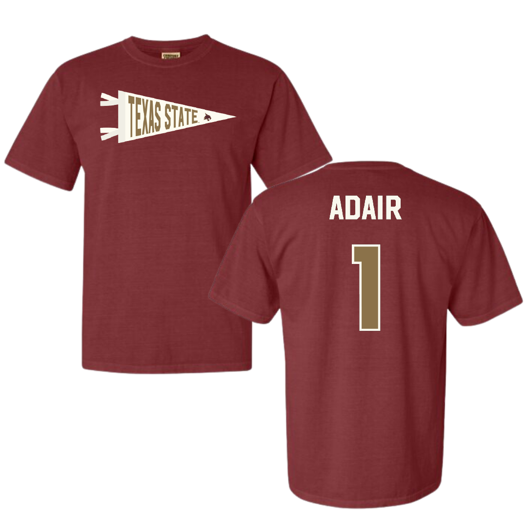 Texas State University Volleyball Maroon Pennant Comfort Colors Tee - #1 Ally Adair