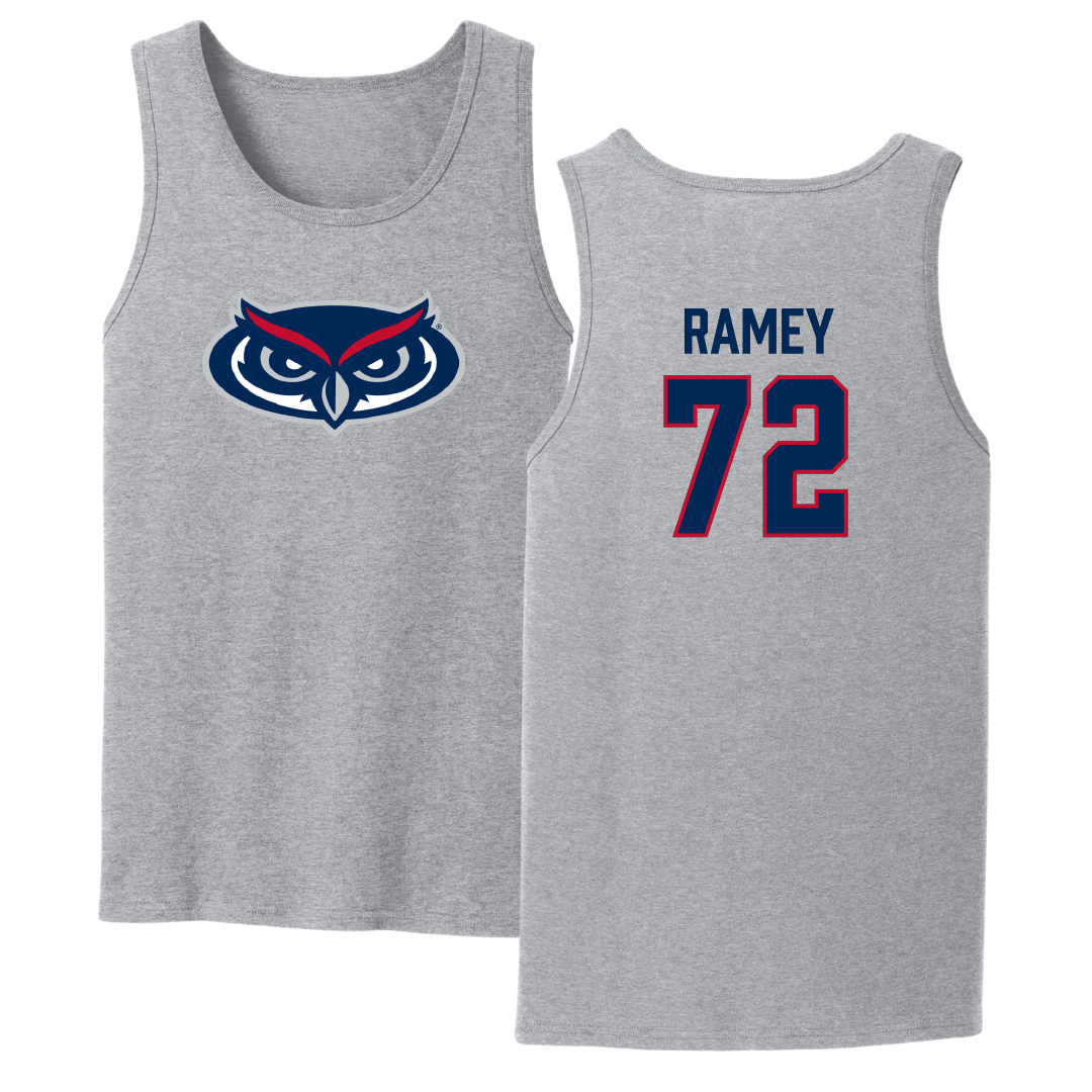 Florida Atlantic University Football Sport Gray Tank Top - #72 Brayden Ramey