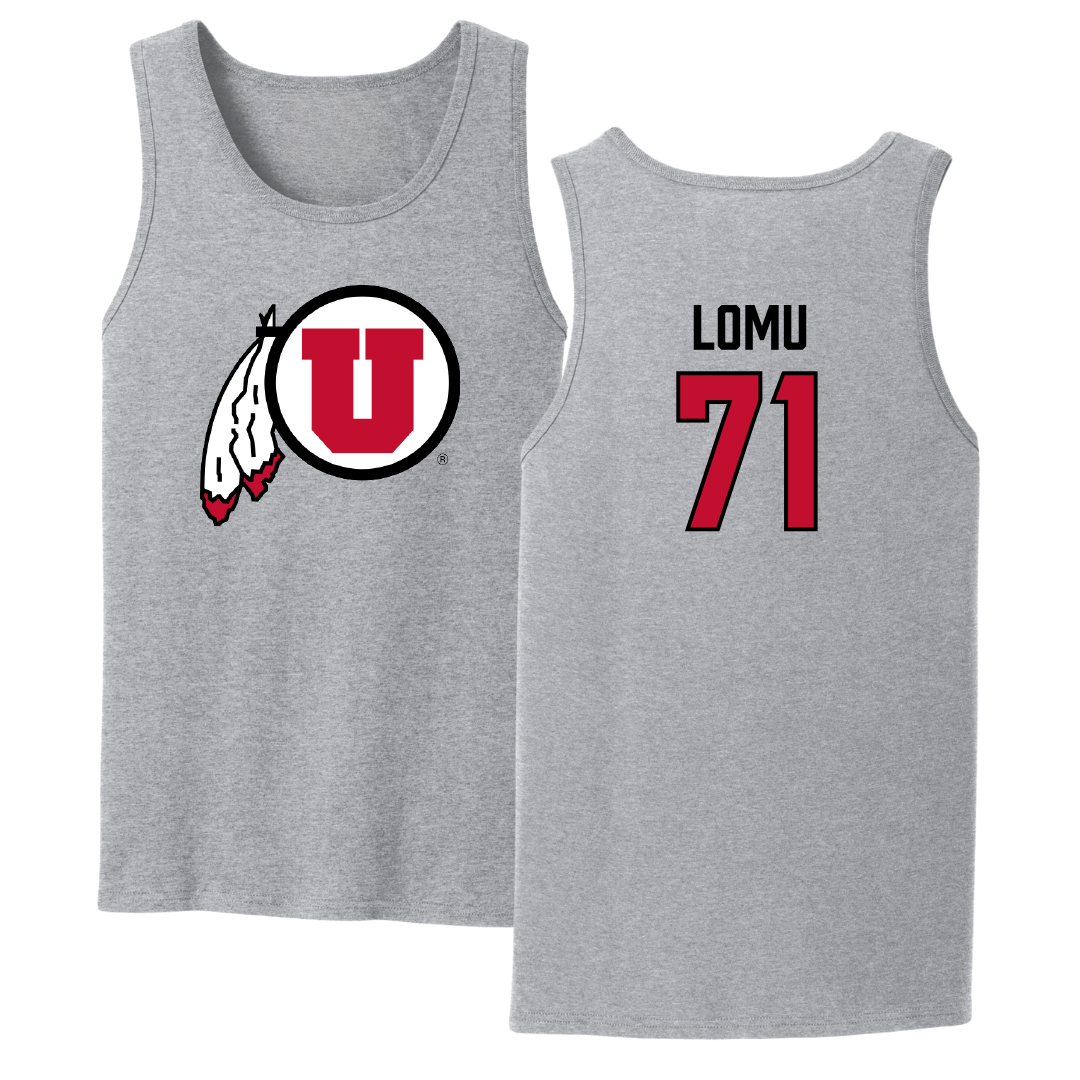 University of Utah Football Sport Gray Tank Top - #71 Caleb Lomu