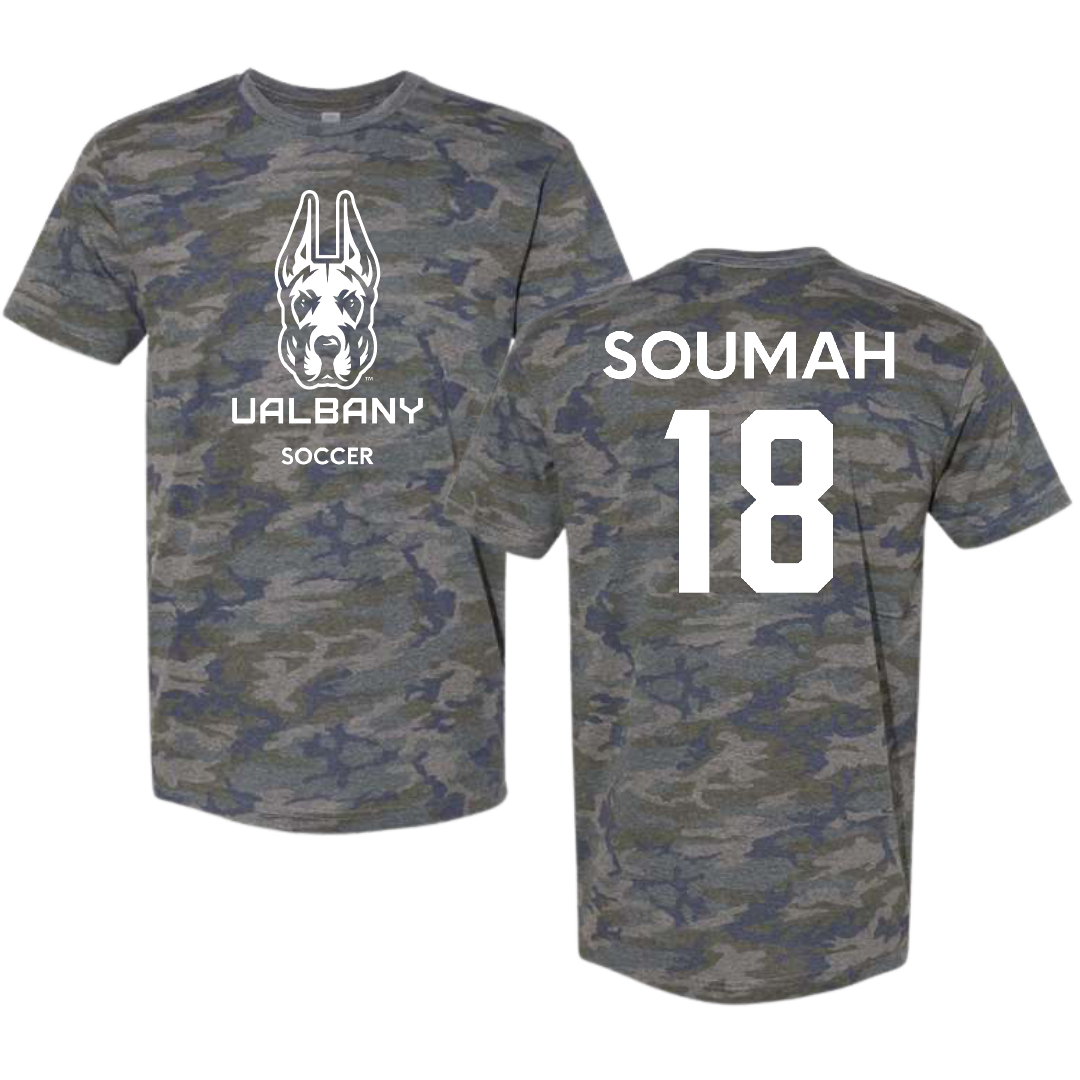 University at Albany Soccer (M) Vintage Camo Tee - #18 Mohamed Soumah
