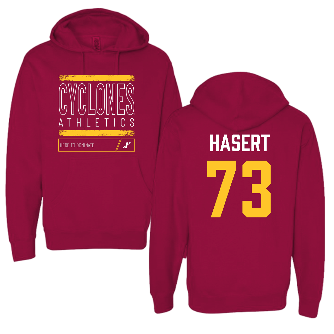 Iowa State University Football Cardinal Dominate Hoodie - #73 Deylin Hasert