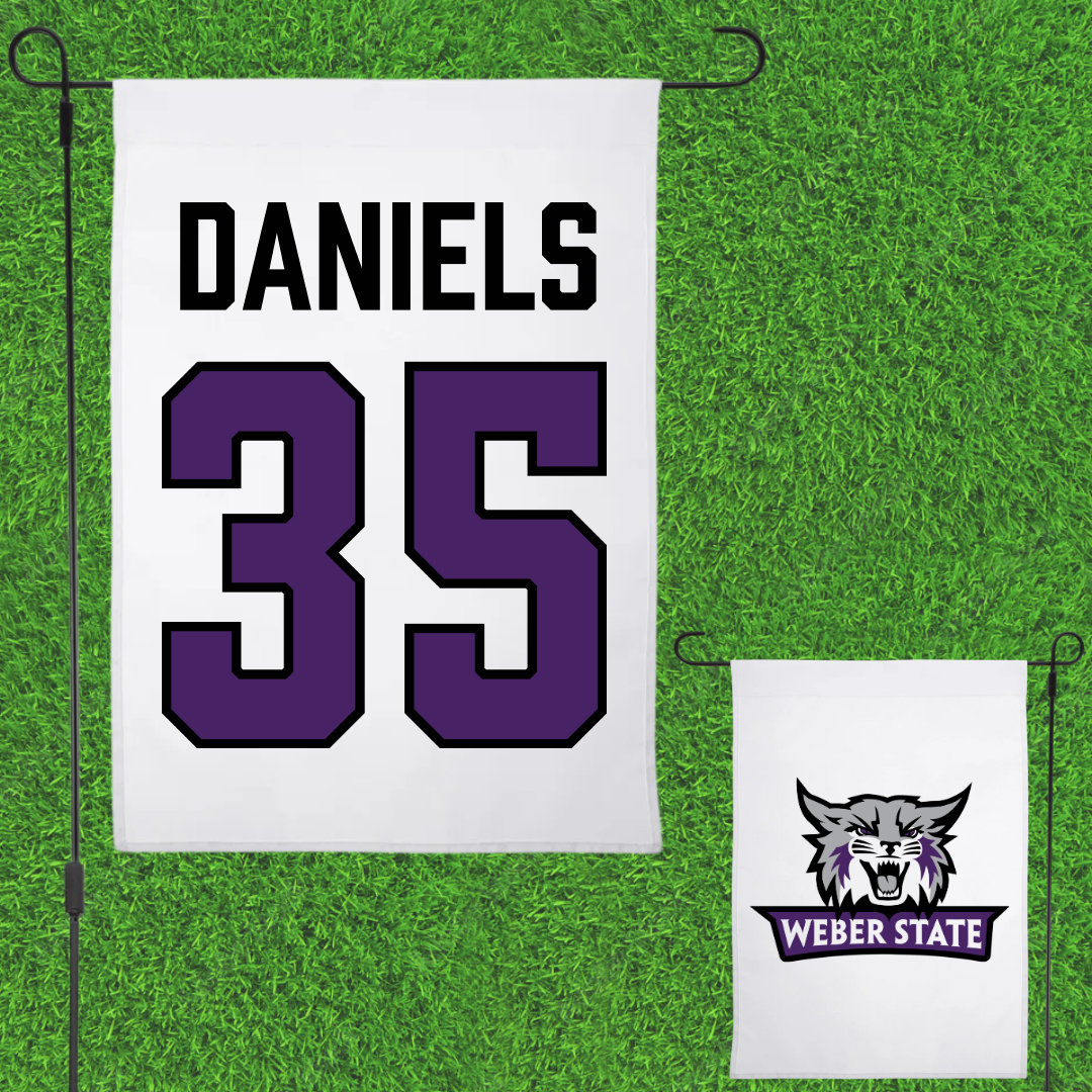 Weber State University Football White Garden Flag - #35 Rishi Daniels