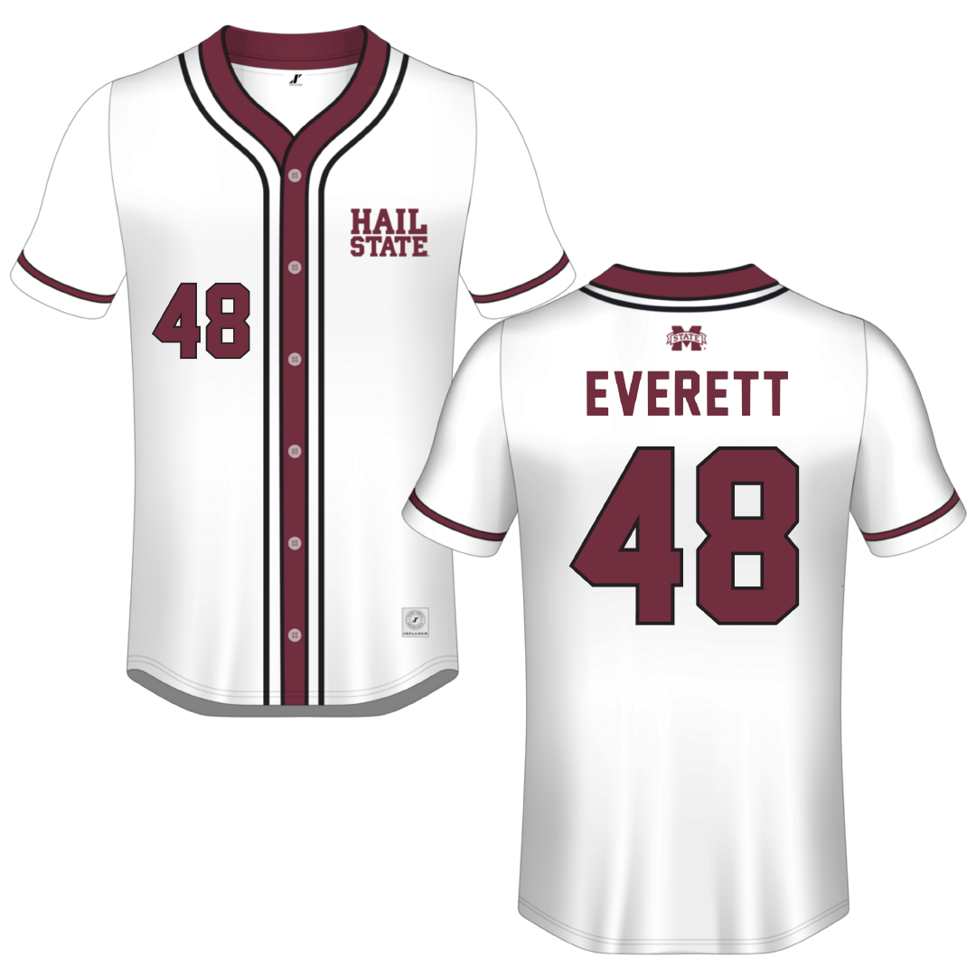 Mississippi State University White Button-Down Jersey - #48 Delainey Everett