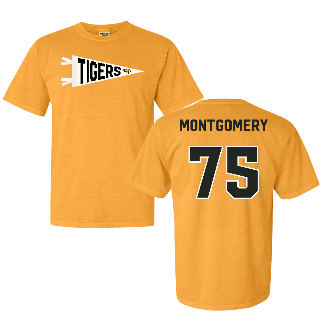 Towson University Football Gold Pennant Comfort Colors Tee - #75 Jaelin Montgomery