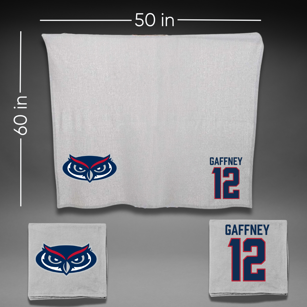 Florida Atlantic University Basketball Gray Blanket - #12 Jalen Gaffney