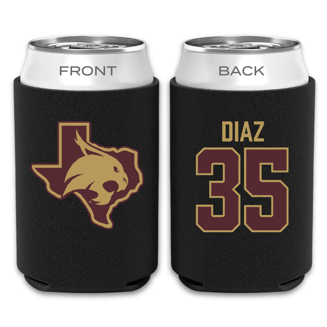 Texas State University Baseball Black Can Cooler - #35 Colby Diaz