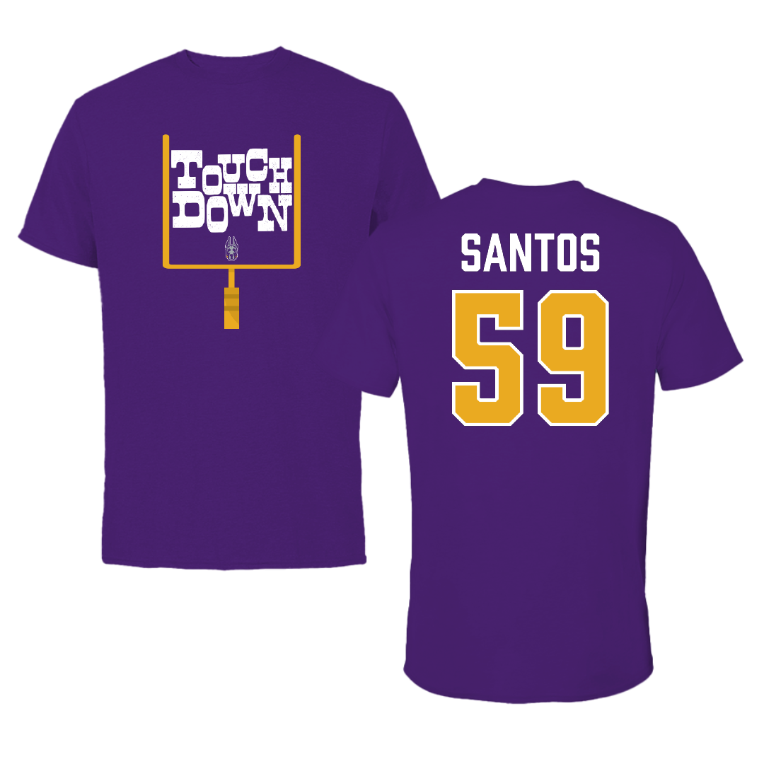University at Albany Football Purple Touchdown Performance Tee - #59 Kenneth Santos