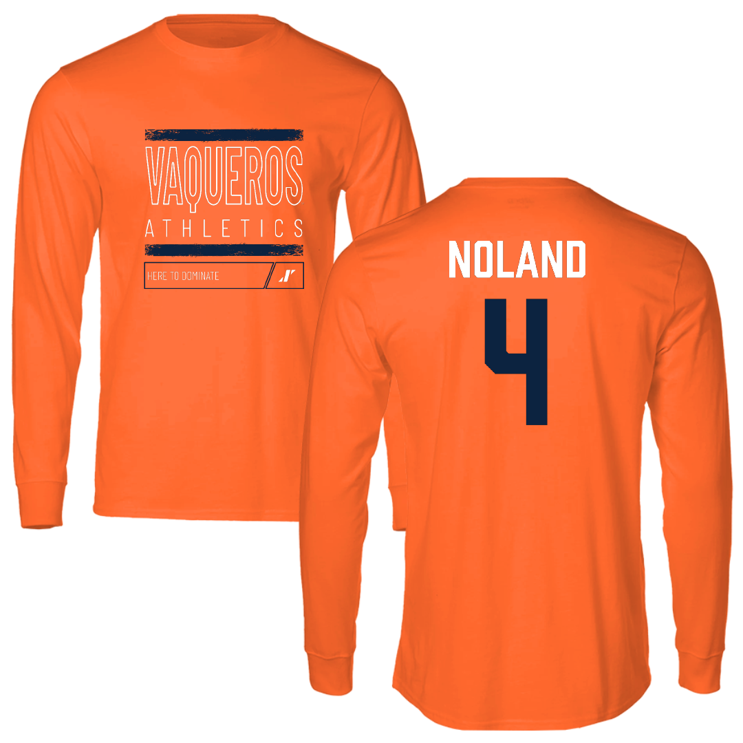 The University of Texas Rio Grande Valley Football Orange Dominate Performance Long Sleeve - #4 Xayvion Noland