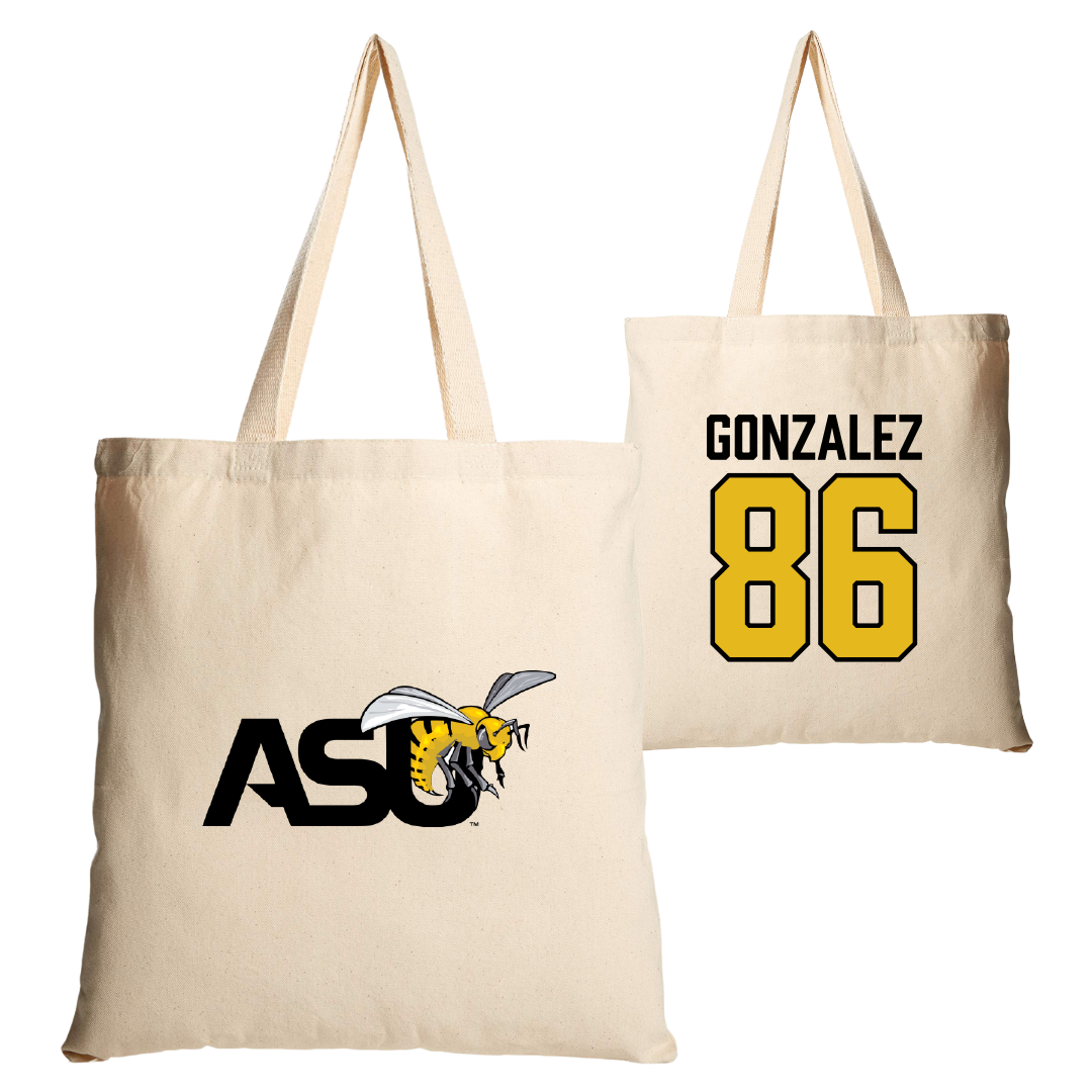 Alabama State University Football Tan Canvas Tote Bag - #86 Drake Gonzalez