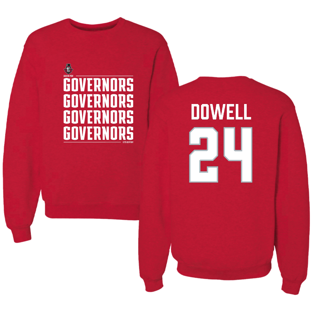 Austin Peay State University Football Red General Crewneck - #24 Malaki Dowell