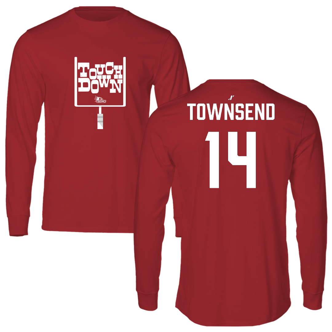 Southeast Missouri State University Football Canvas Red Touchdown Long Sleeve - #14 Amare Townsend