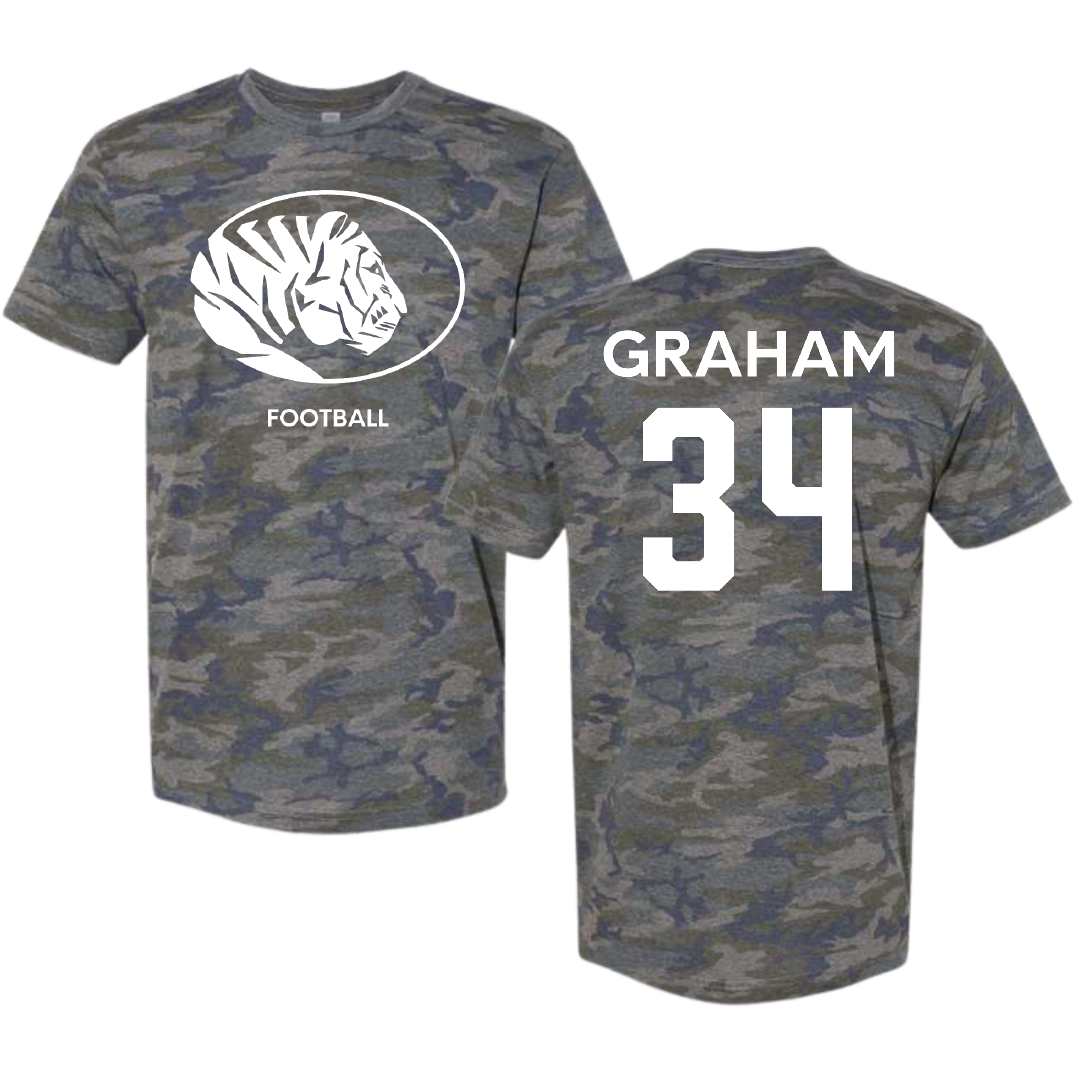 East Central University Football Vintage Camo Tee - #34 Joshua Graham