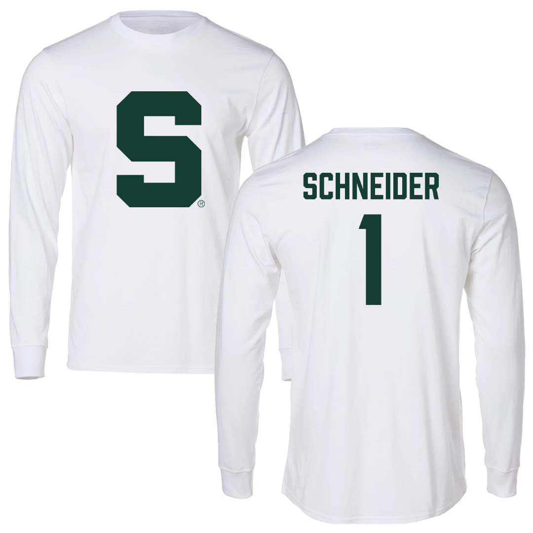 Michigan State University Volleyball White Long Sleeve - #1 Lia Schneider