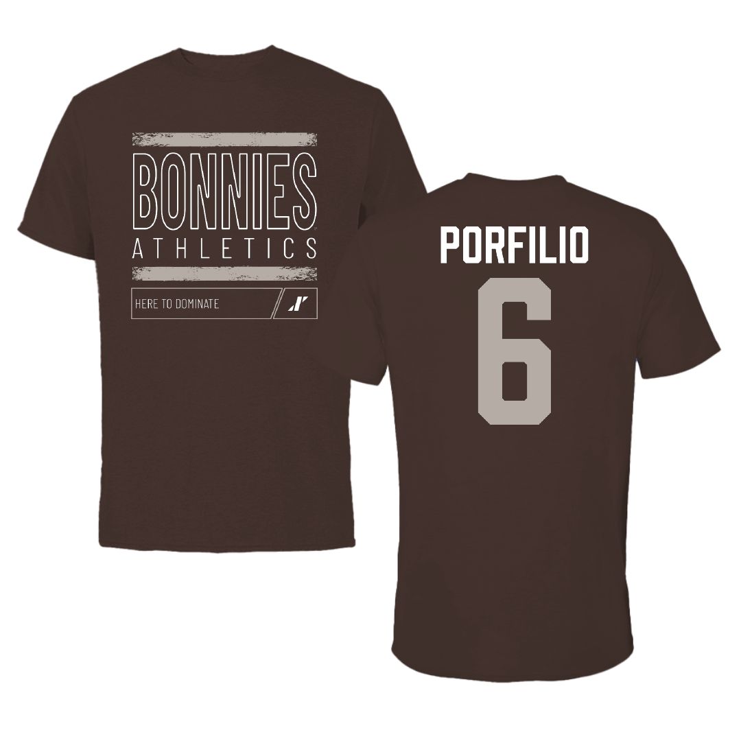 St. Bonaventure University Lacrosse Brown Dominate Tee - #6 Nick Porfilio