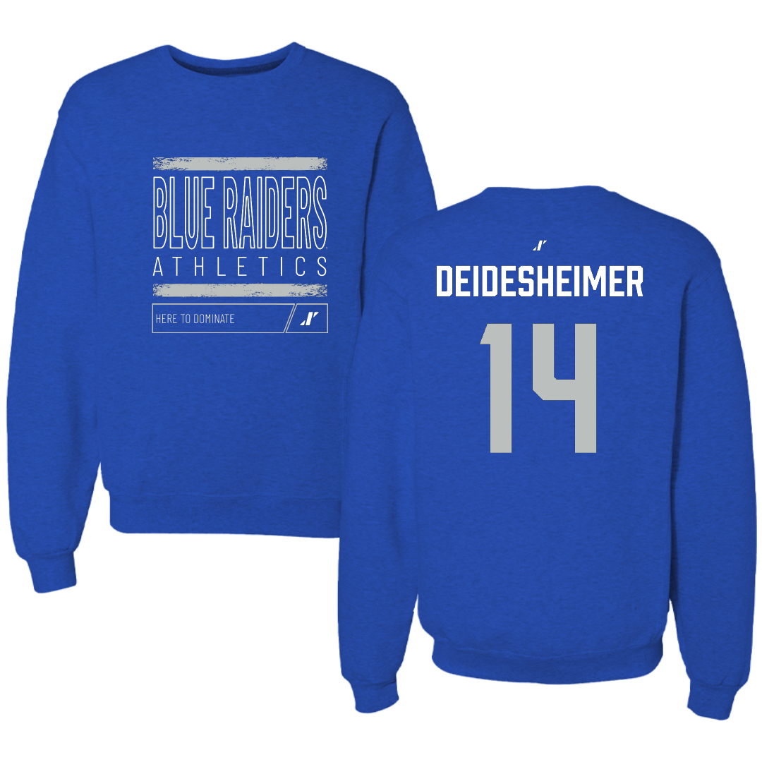 Middle Tennessee State University Volleyball Blue Dominate Crewneck - #14 Payton Deidesheimer