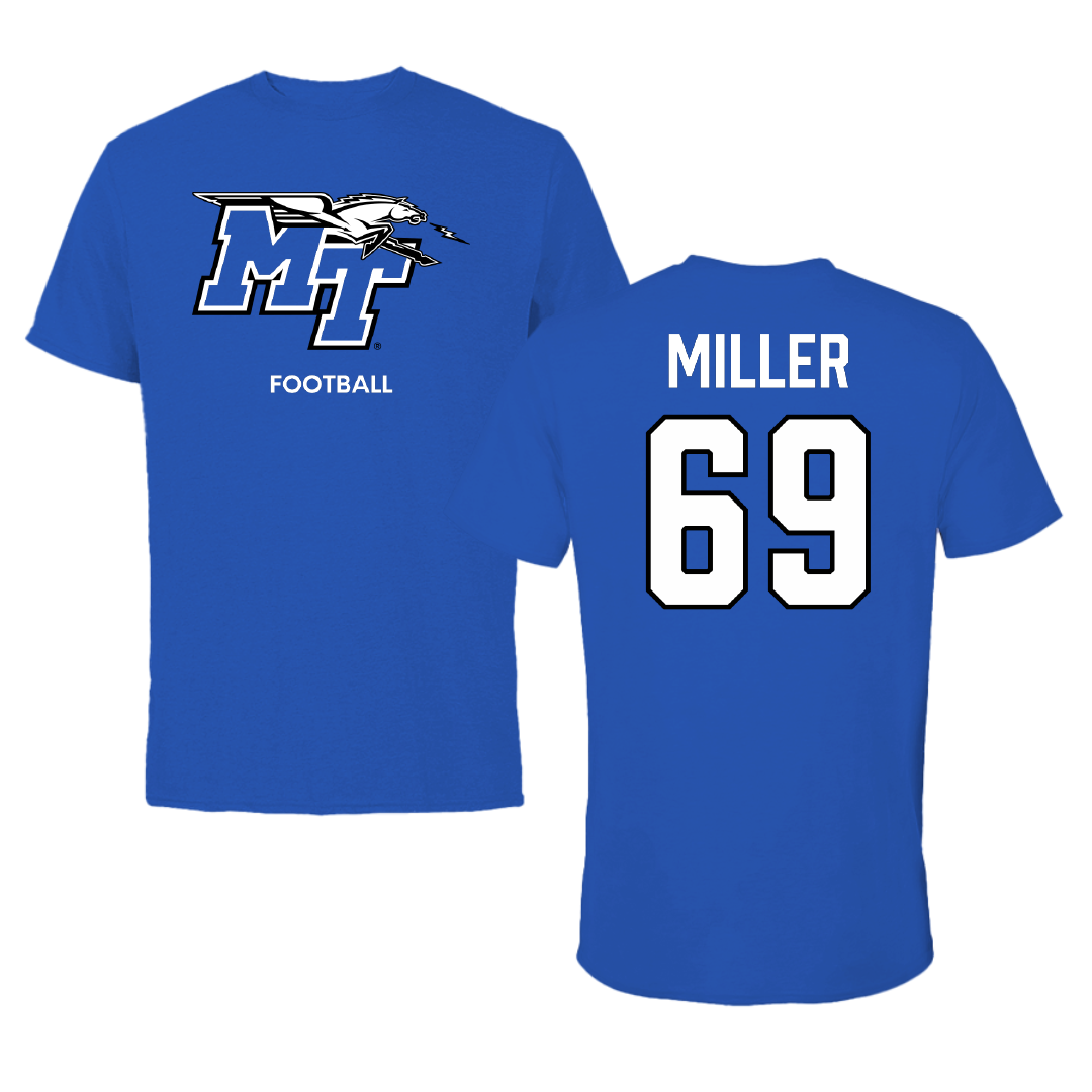 Middle Tennessee State University Football Blue Tee - #69 Marcus Miller