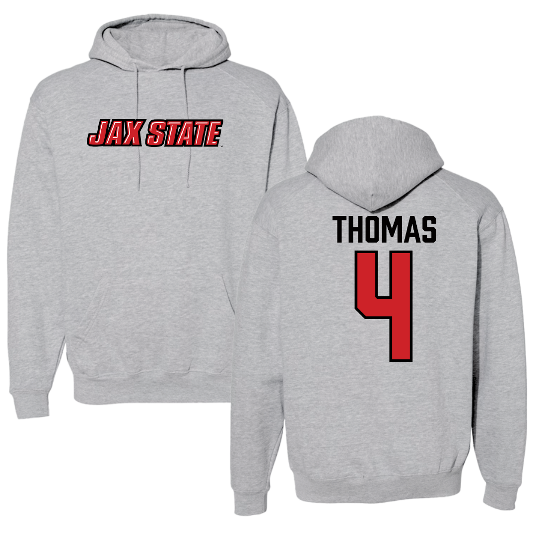 Jacksonville State University Baseball Sport Gray Hoodie - #4 Kenskey Thomas