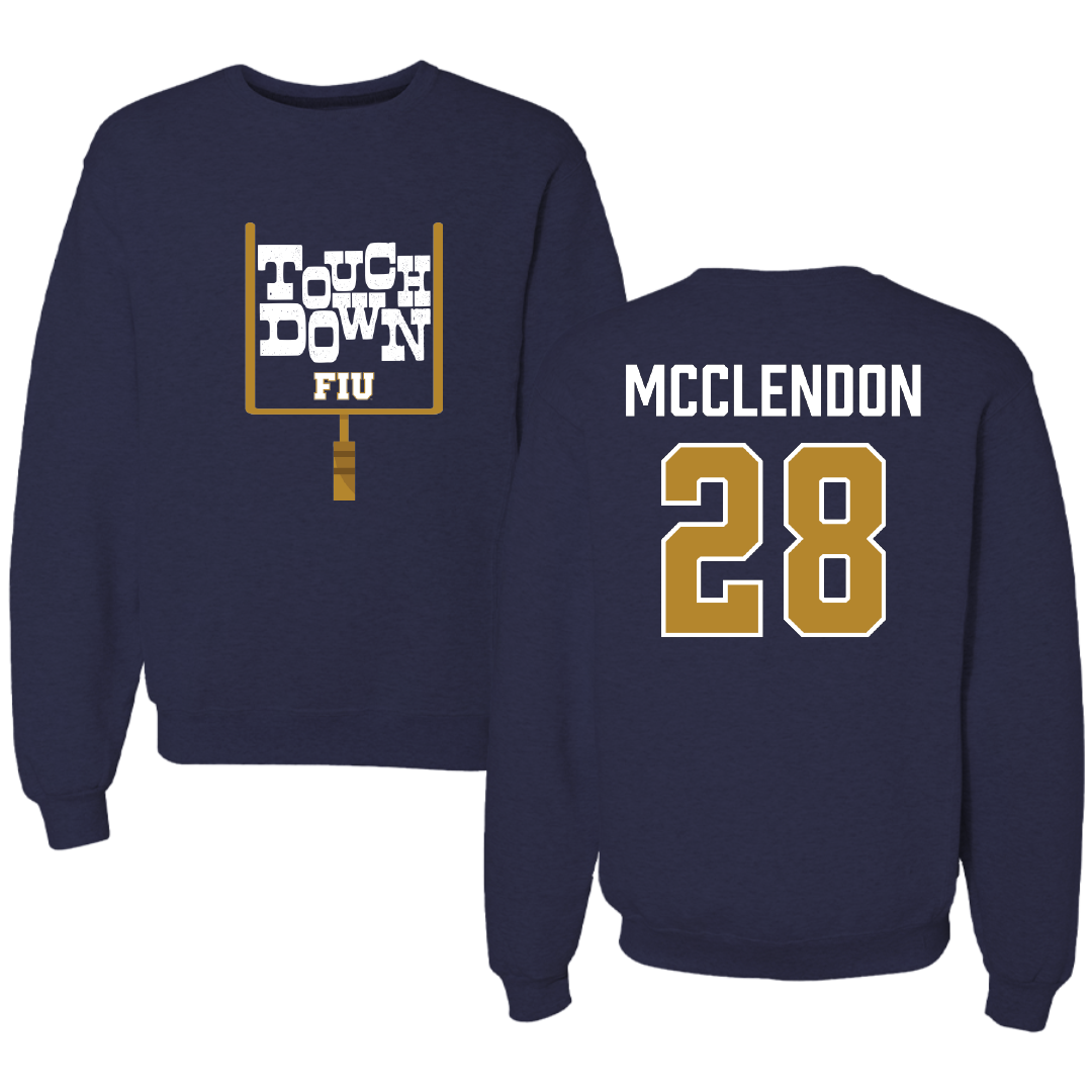 Florida International University Football Navy Touchdown Crewneck - #28 Jeremiah McClendon