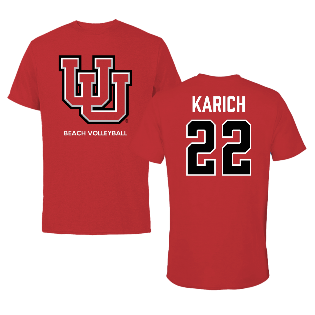 University of Utah Beach Volleyball Red Tee - #22 Abby Karich