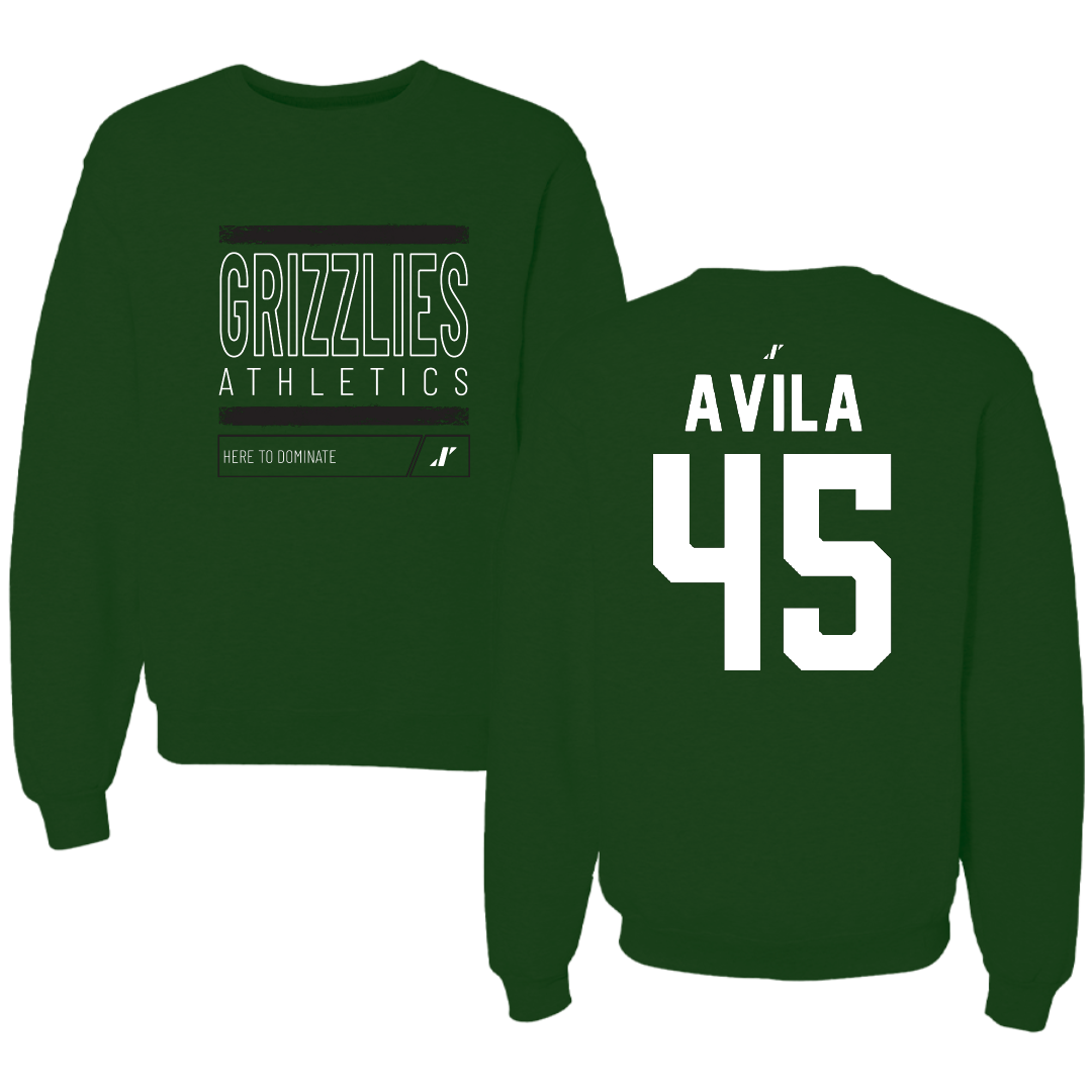 Adams State University Soccer Forest Green Dominate Crewneck - #45 Caleb Avila