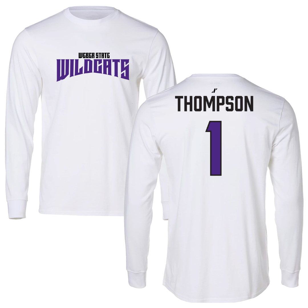 Weber State University Football White Classic Performance Long Sleeve - #1 Keahnist Thompson
