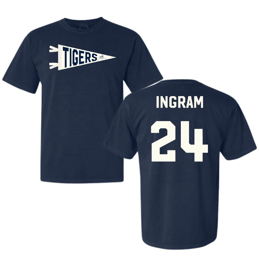 Jackson State University Soccer Navy Pennant Comfort Colors Tee - #24 Willow Ingram