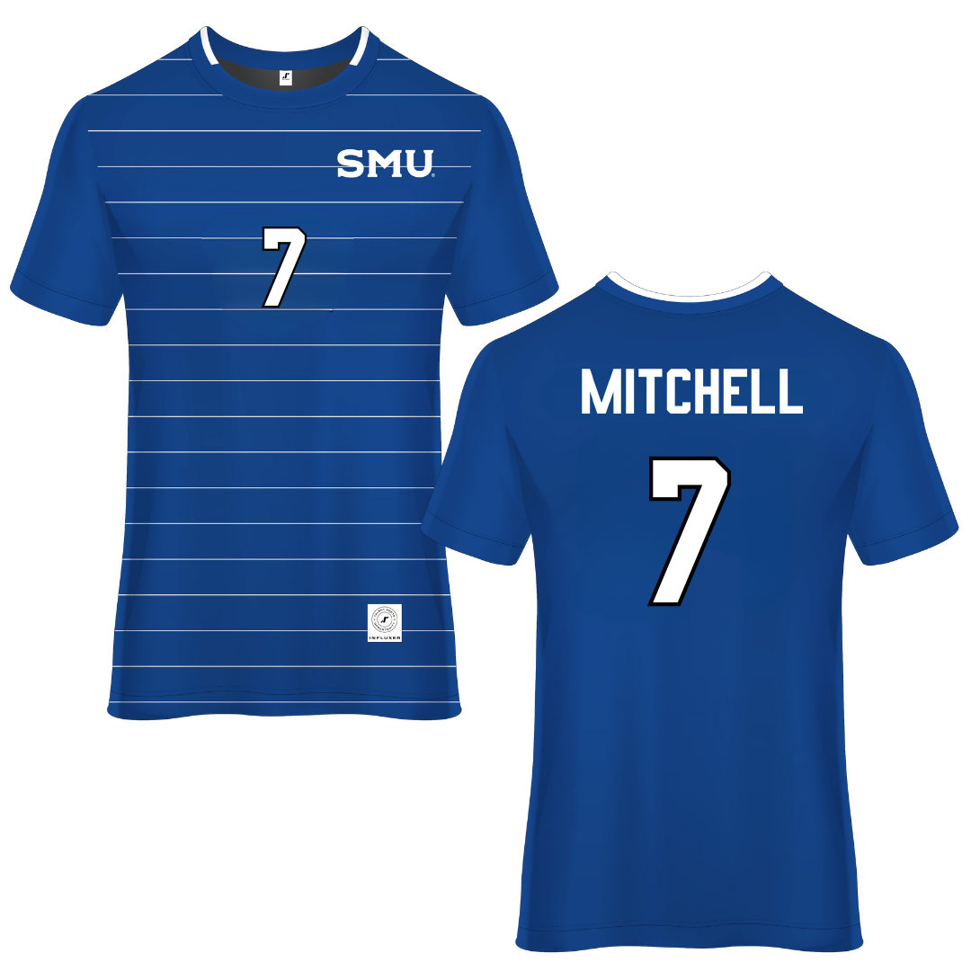 Southern Methodist University Blue Soccer Jersey - #7 Jaylinn Mitchell