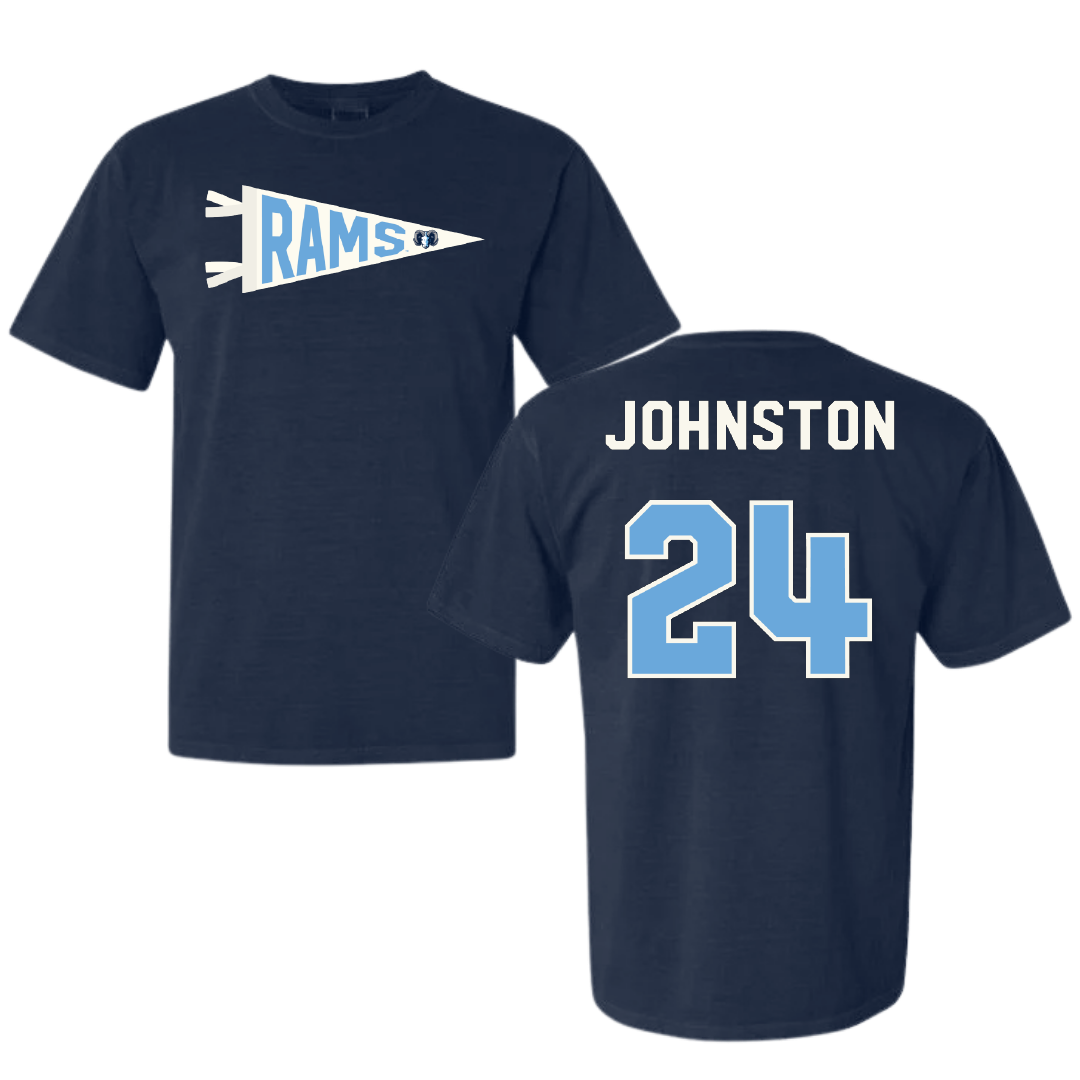 University of Rhode Island Baseball Navy Pennant Comfort Colors Tee - #24 Connor Johnston