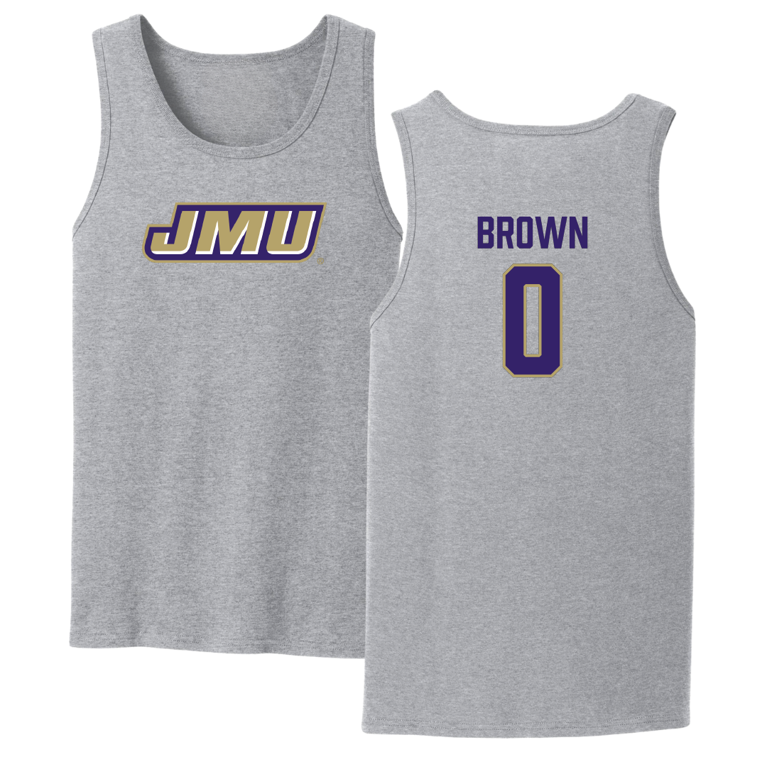 James Madison University Basketball Sport Gray Tank Top - #0 Xavier Brown