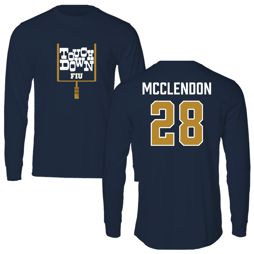 Florida International University Football Navy Touchdown Long Sleeve - #28 Jeremiah McClendon