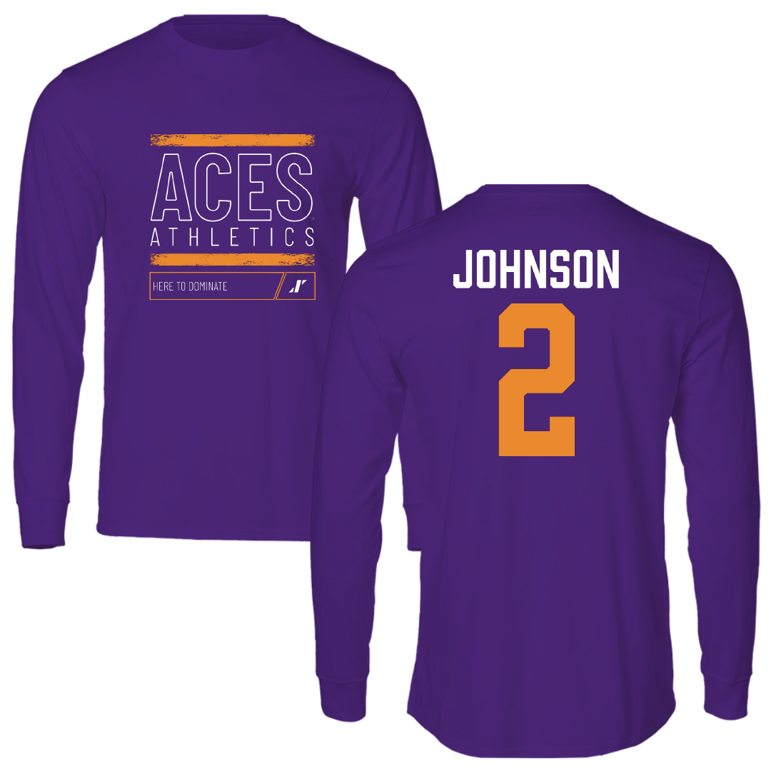 University of Evansville Soccer Purple Dominate Long Sleeve - #2 Taylor Johnson