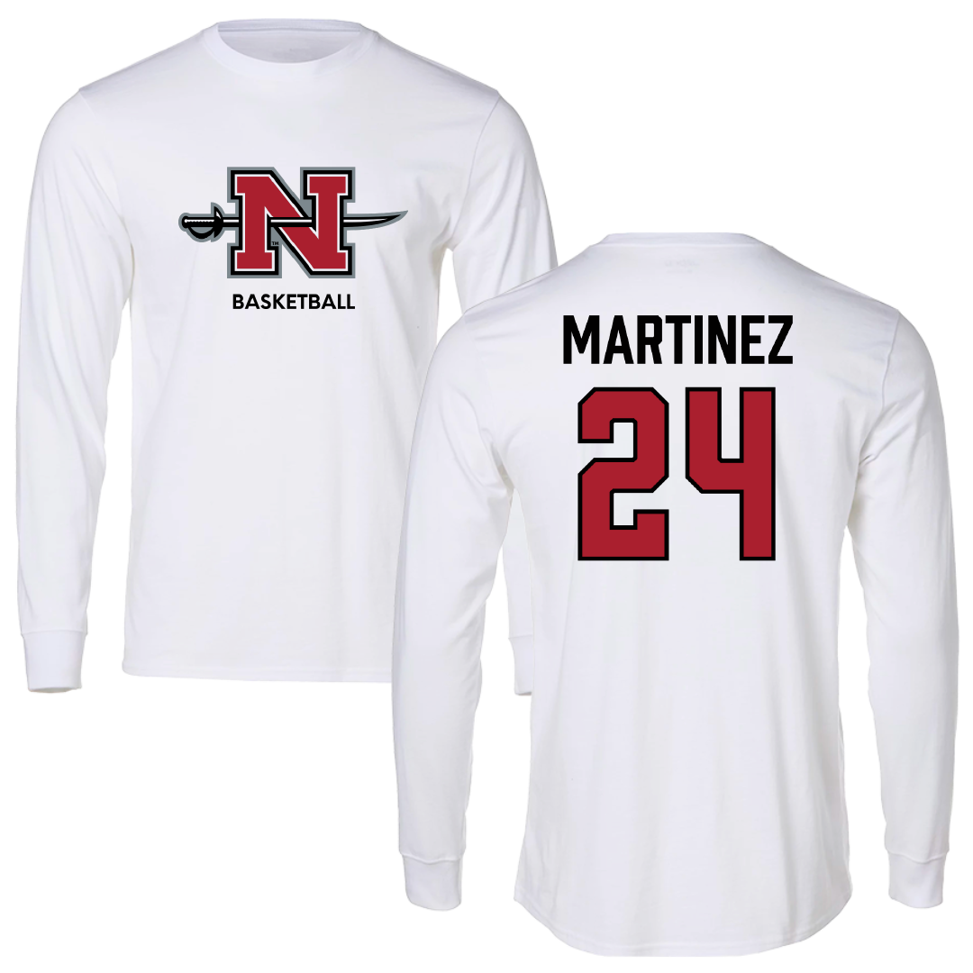 Nicholls State University Basketball (W) White Performance Long Sleeve - #24 Marypaz Martinez