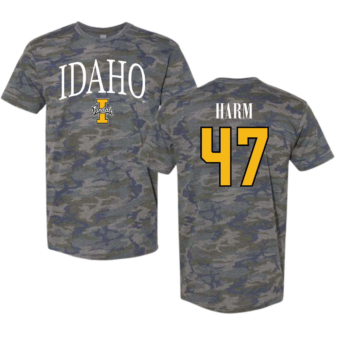 University of Idaho Football Vintage Camo Tee - #47 LJ Harm