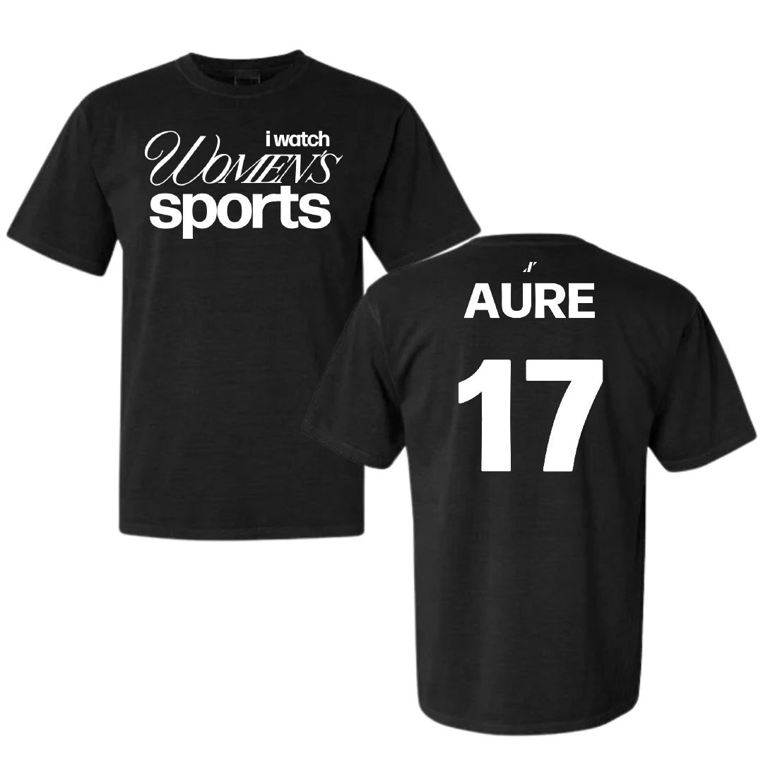 University of Wisconsin-River Falls Ice Hockey Black WHM Comfort Colors Tee - #17 MaKenna Aure