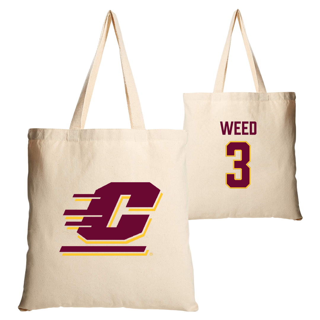 Central Michigan University Soccer (W) Tan Canvas Tote Bag - #3 Kylee Weed