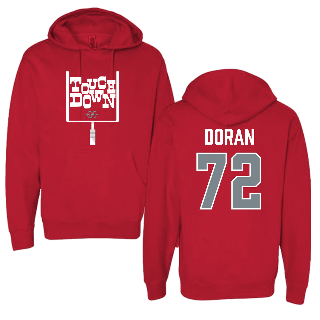 Nicholls State University Football Red Touchdown Hoodie - #72 Seth Doran