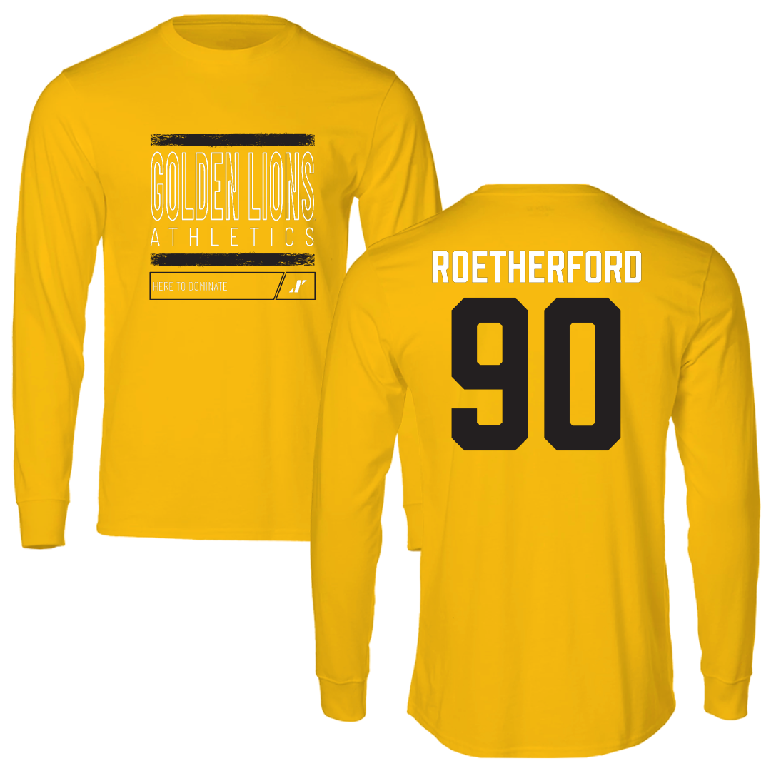 University of Arkansas-Pine Bluff Football Gold Dominate Performance Long Sleeve - #90 Cameron Roetherford