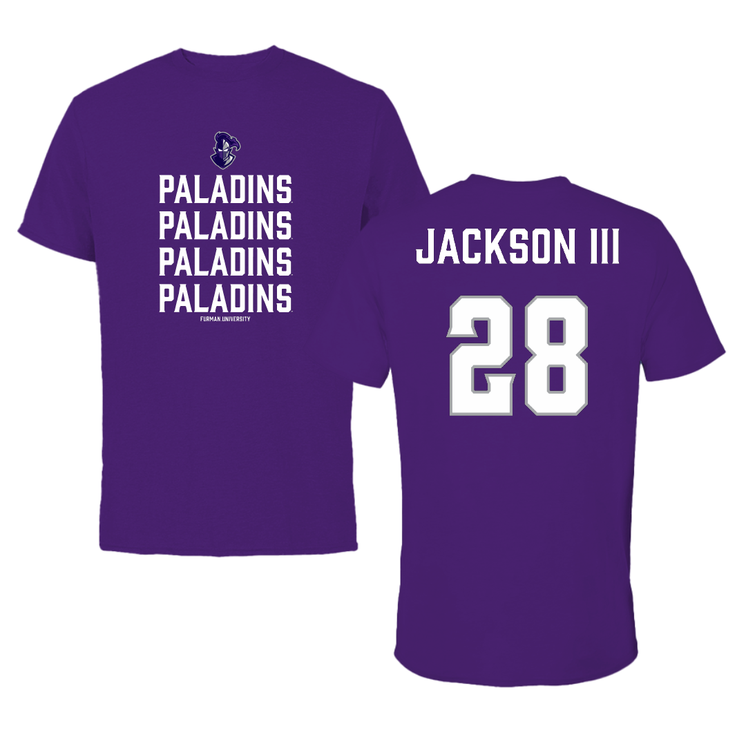 Furman University Football Purple General Tee - #28 Eddie Jackson III