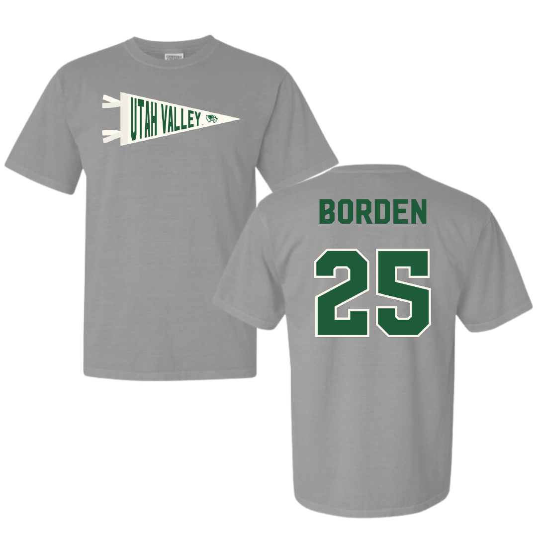 Utah Valley University Soccer Light Gray Pennant Comfort Colors Tee - #25 Jack Borden