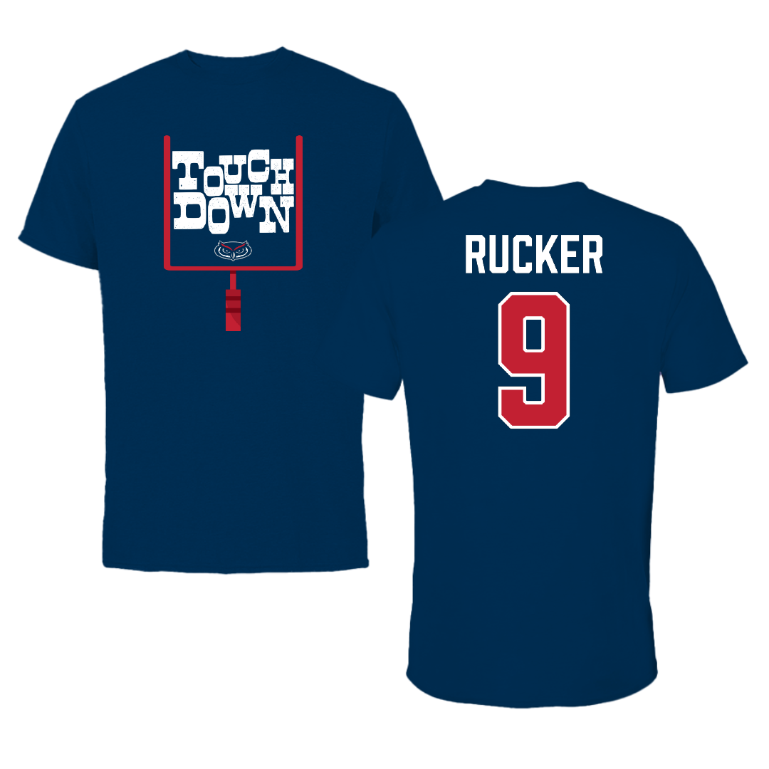 Florida Atlantic University Football Navy Touchdown Tee - #9 Luke Rucker