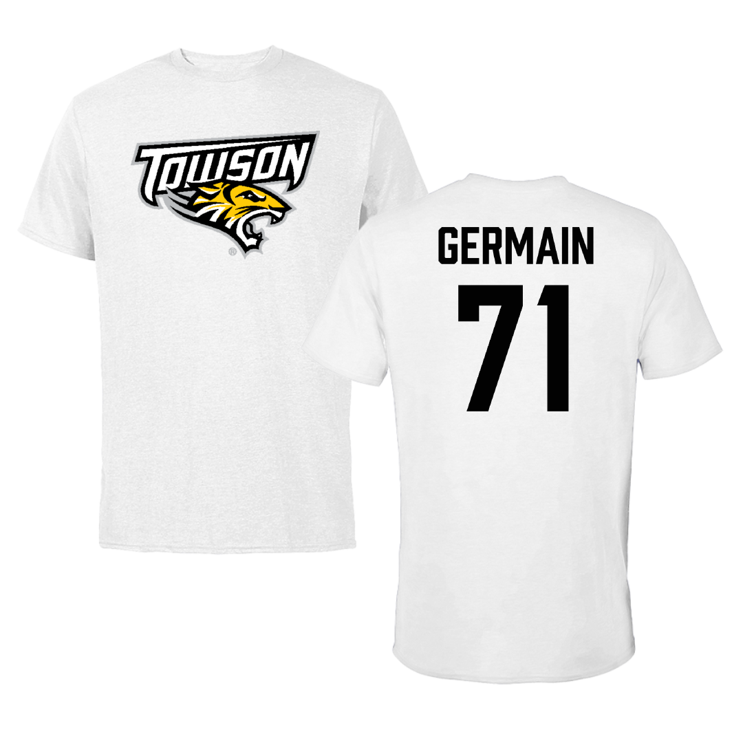 Towson University Football White Tee - #71 Jean Germain