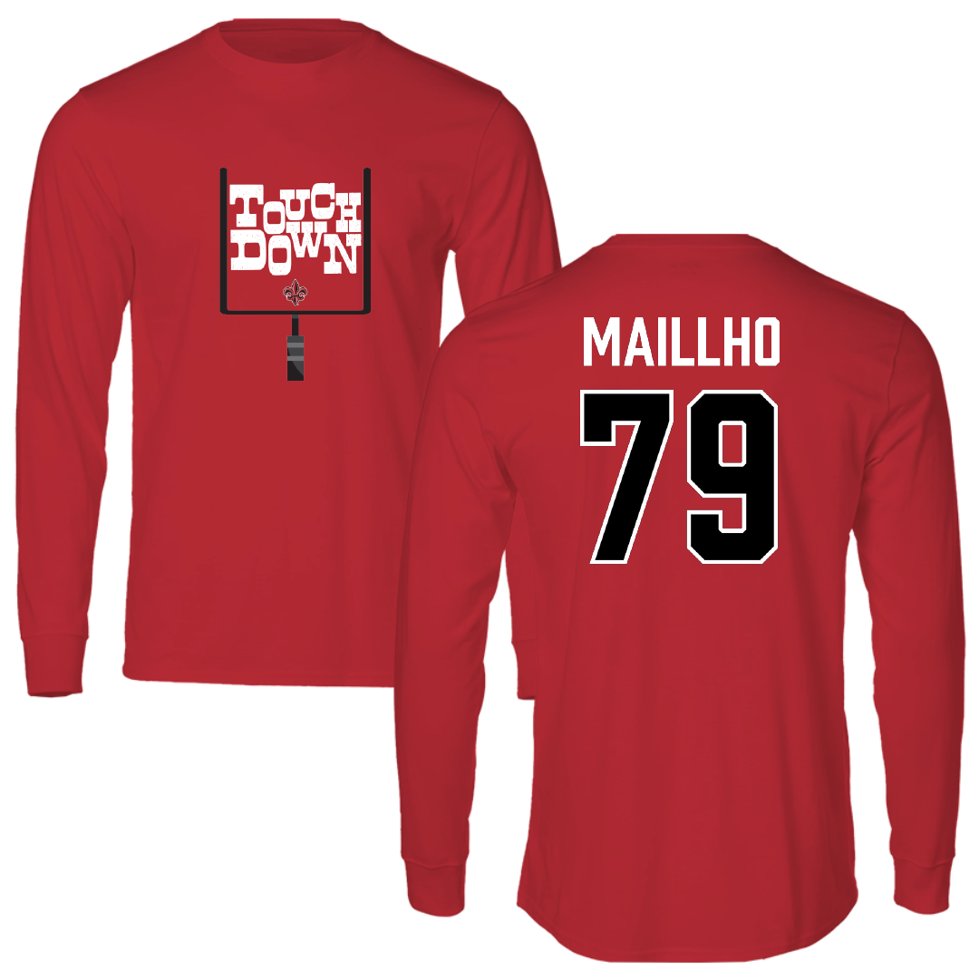 University of Louisiana at Lafayette Football Red Touchdown Long Sleeve - #79 Andre Maillho