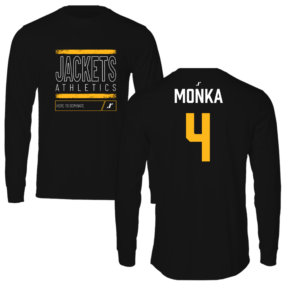 American International College Basketball Black Dominate Performance Long Sleeve - #4 Eden Monka