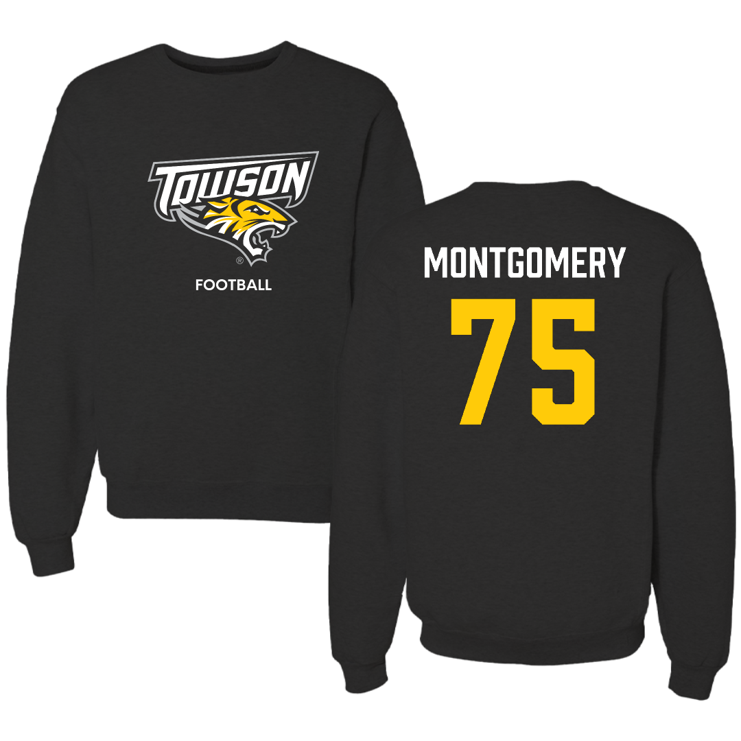 Towson University Football Black Crewneck - #75 Jaelin Montgomery