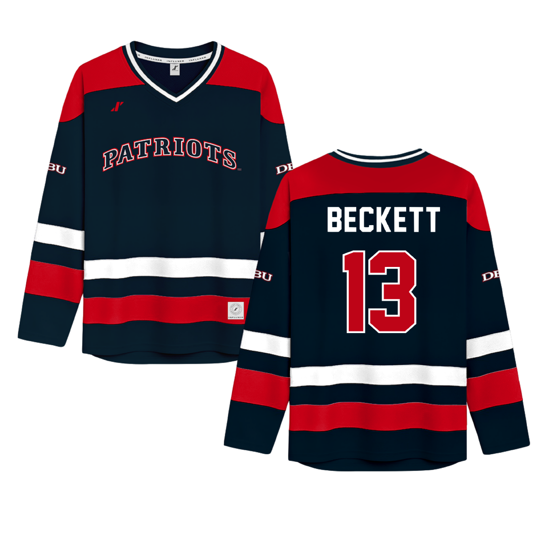 Dallas Baptist University Navy Hockey Jersey - #13 Christian Beckett