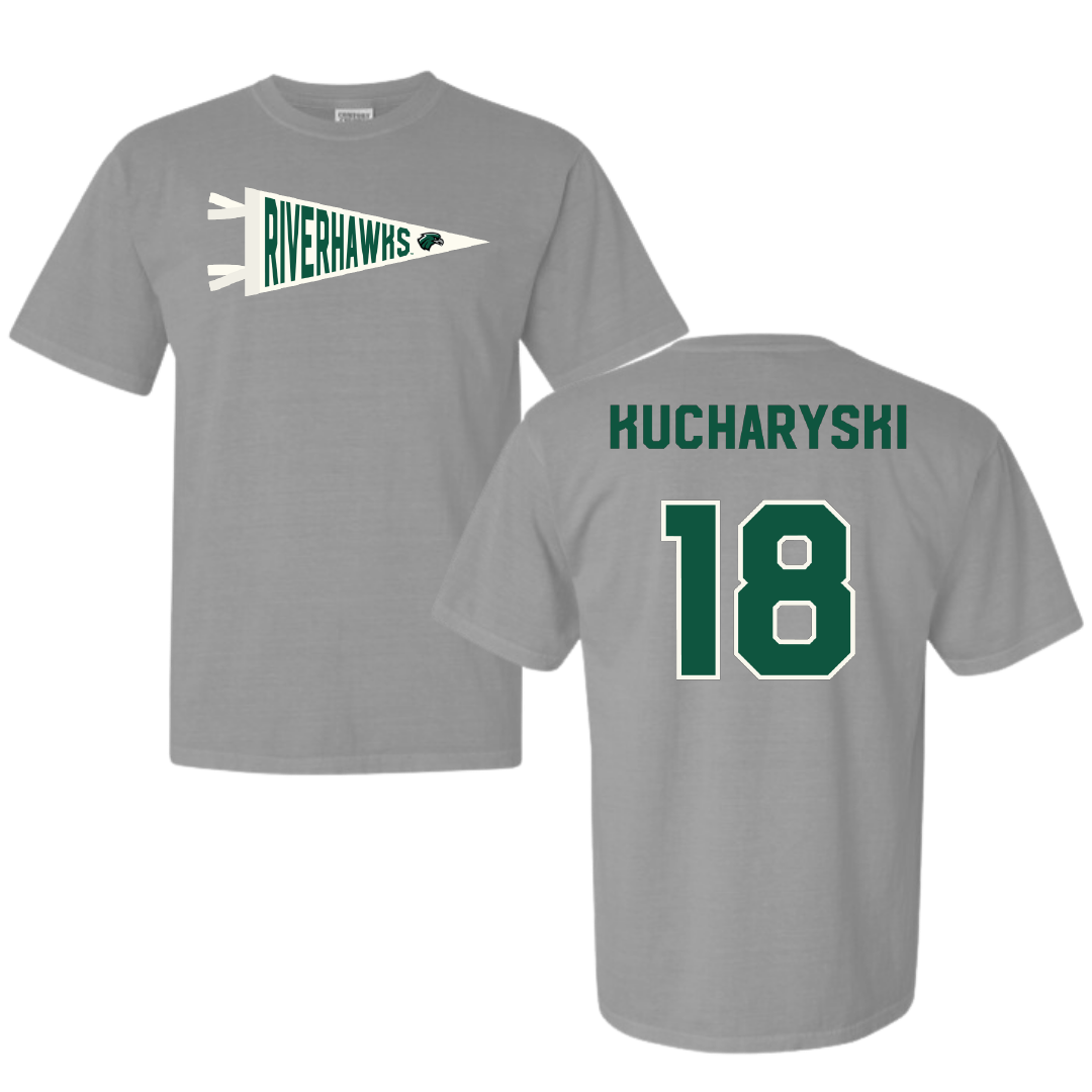 Northeastern State University Soccer Light Gray Pennant Comfort Colors Tee - #18 Olivia Kucharyski