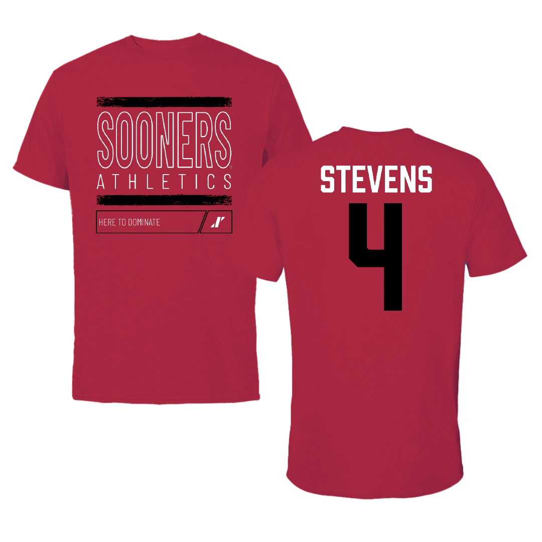 University of Oklahoma Soccer Crimson Dominate Tee - #4 Avery Stevens