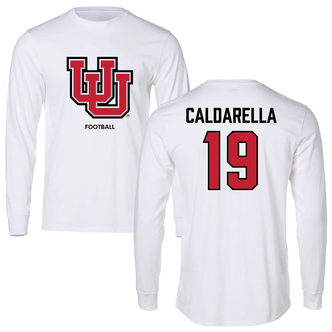 University of Utah Football White Block Long Sleeve - #19 Luca Caldarella