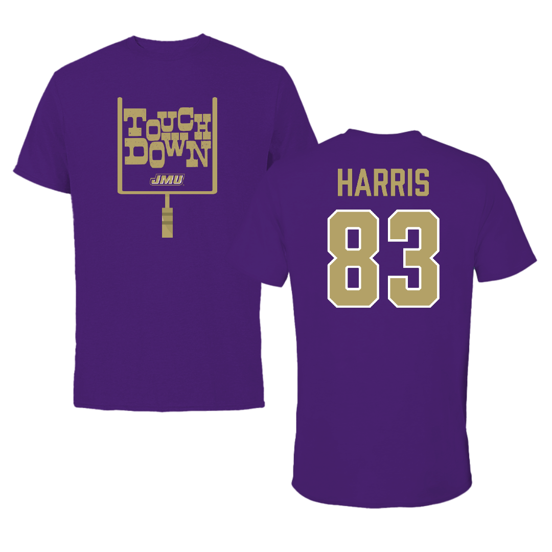 James Madison University Football Purple Touchdown Tee - #83 Erick Harris